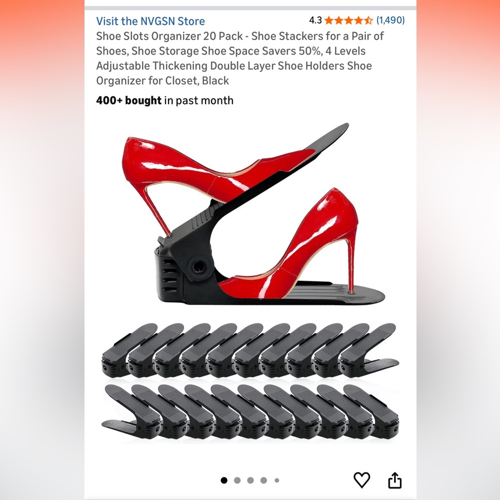 Amazon Shoe Slots‎ Organizer,Shoe Storage Black 20 Pack | Black